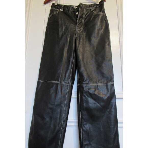 We the Free Faux Leather Pants, Black, sz. 4 , waist 26in, closure buttons: - Picture 1 of 8